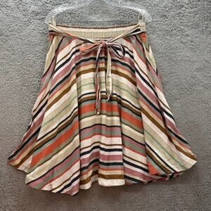 Anthropologie Flint & Moss Women's Petite Large Linen Blend Skirt Elastic Waist